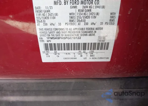 2023 Ford Explorer Limited from USA, damaged, VIN 1FMSK8FH5PGC10122